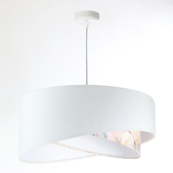 Suspension Blanc Crème E27 rond Ø 50 cm Tissu aspect velours