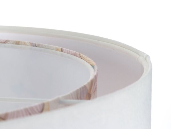 Suspension Blanc Crème E27 rond Ø 50 cm Tissu aspect velours