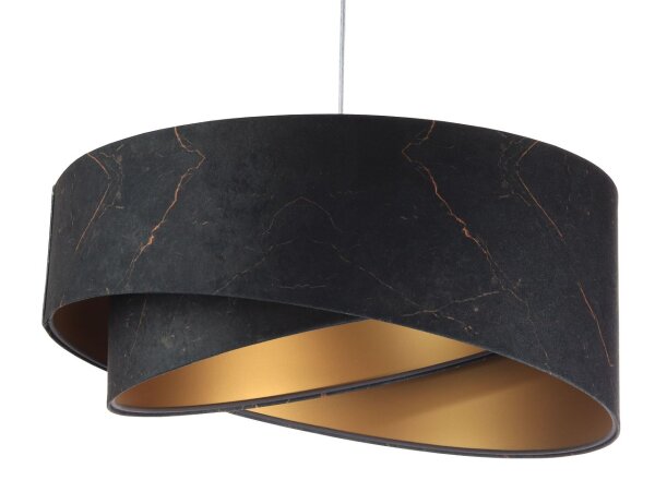 Suspension noir marbré or E27 aspect velours
