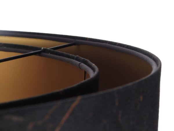 Suspension noir marbré or E27 aspect velours