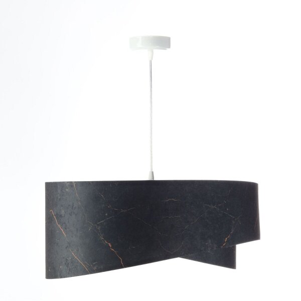Suspension Noir Argent E27 D : 50 cm Tissu aspect velours