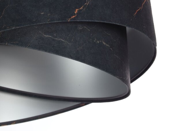 Suspension Noir Argent E27 D : 50 cm Tissu aspect velours