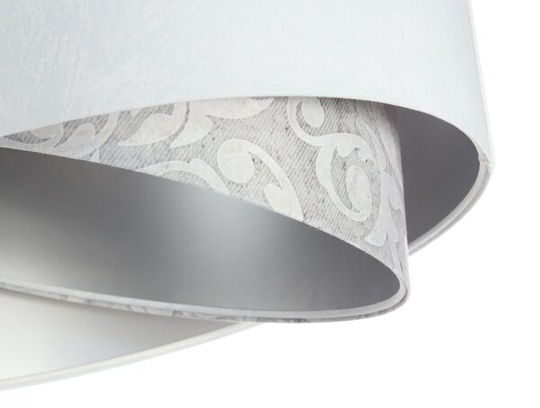 Suspension Blanc Gris Argent E27 rond D : 50 cm Tissu