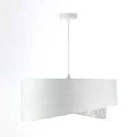 Suspension Blanc Gris Argent E27 rond D : 50 cm Tissu