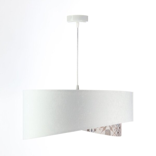 Lampe à suspendre Blanc Beige Argent E27 Ø 50 cm Tissu aspect velours