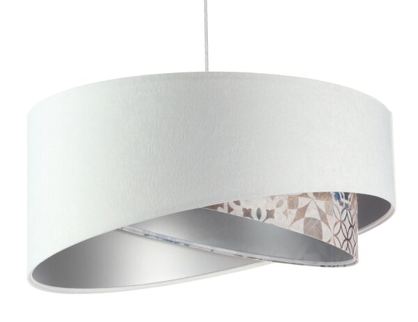 Lampe à suspendre Blanc Beige Argent E27 Ø 50 cm Tissu aspect velours