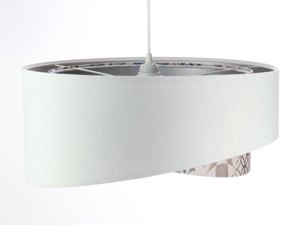 Lampe à suspendre Blanc Beige Argent E27 Ø 50 cm Tissu aspect velours