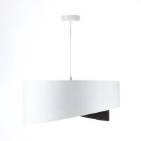 Suspension E27 ronde Ø 50 cm tissu blanc noir or