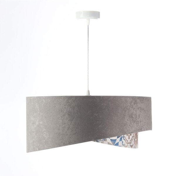 Suspension Abat-jour en tissu Ø 50 cm Gris Beige Argent E27