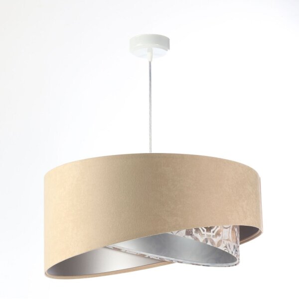 Suspension ronde D : 50 cm E27 Tissu aspect velours Moderne KARIM
