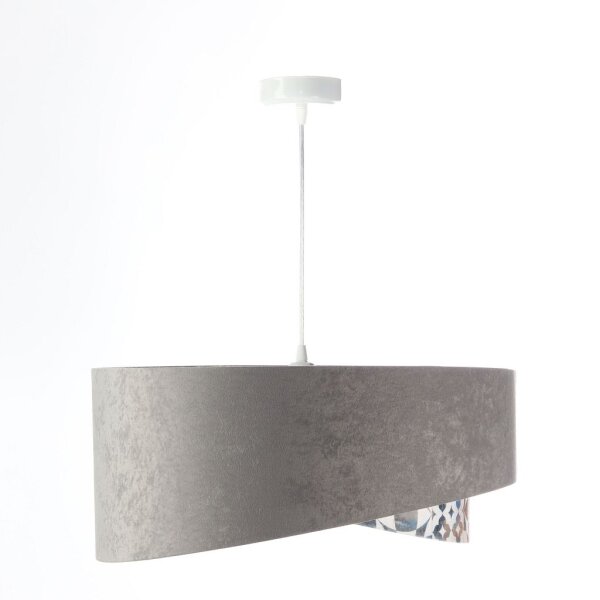 Suspension E27 ronde Ø 50 cm Tissu aspect velours Gris Beige