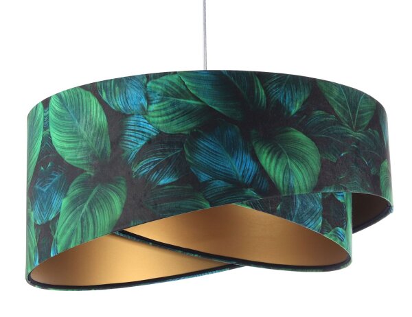 Lampe à suspendre Vert Or E27 Ø 50 cm Tropical Print Tissu
