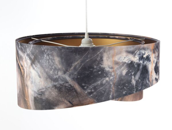 Suspension Gris Or E27 ronde D : 50 cm E27 Abat-jour en tissu