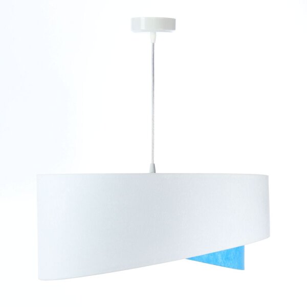 Suspension ronde Ø 50 cm E27 Blanc Bleu Tissu Aspect velours