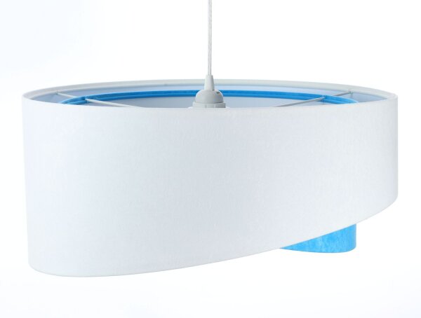 Suspension ronde Ø 50 cm E27 Blanc Bleu Tissu Aspect velours