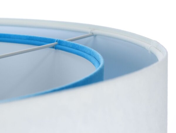 Suspension ronde Ø 50 cm E27 Blanc Bleu Tissu Aspect velours