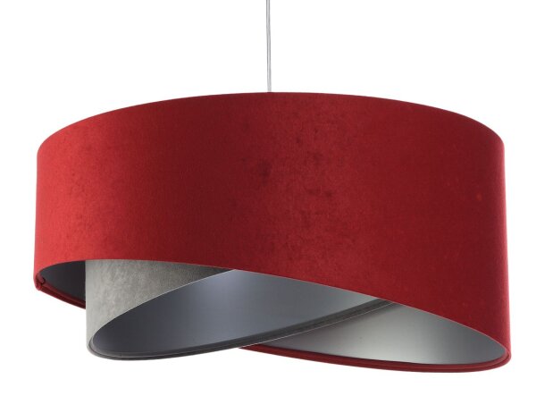 Suspension Tissu Ø 50 cm Rouge-Brun Gris Argent Aspect velours