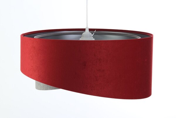 Suspension Tissu Ø 50 cm Rouge-Brun Gris Argent Aspect velours