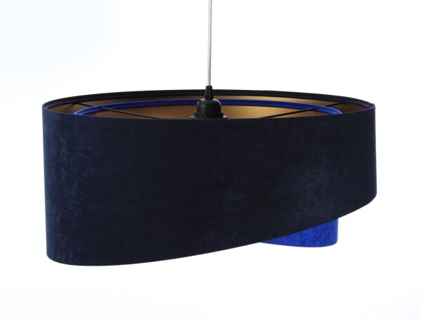 Lampe à suspendre Bleu Or E27 Ø 50 cm Tissu Abat-jour aspect velours