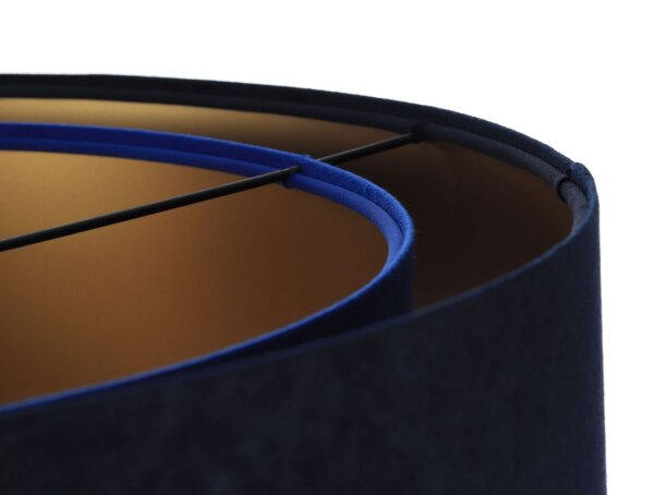 Lampe à suspendre Bleu Or E27 Ø 50 cm Tissu Abat-jour aspect velours