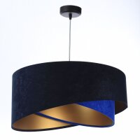 Lampe &agrave; suspendre Bleu Or E27 &Oslash; 50 cm Tissu...