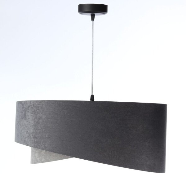 Suspension ronde D : 50 cm Gris Or E27 Abat-jour en tissu
