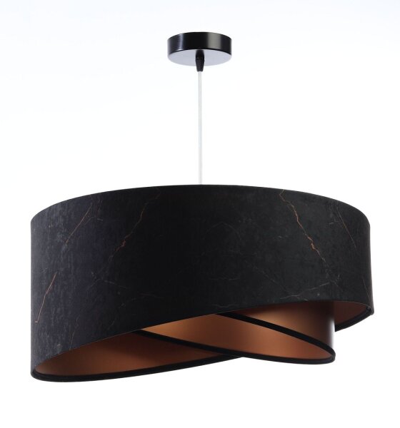 Suspension ronde tissu D : 50 cm E27 en noir cuivre