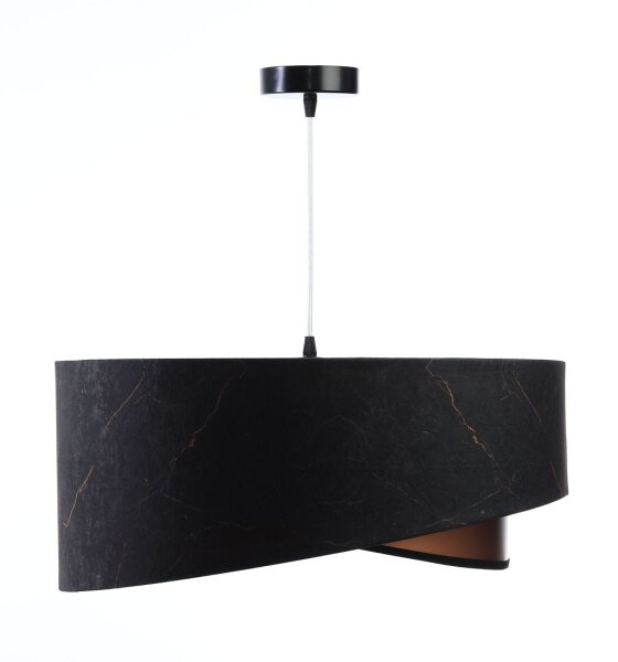 Suspension ronde tissu D : 50 cm E27 en noir cuivre