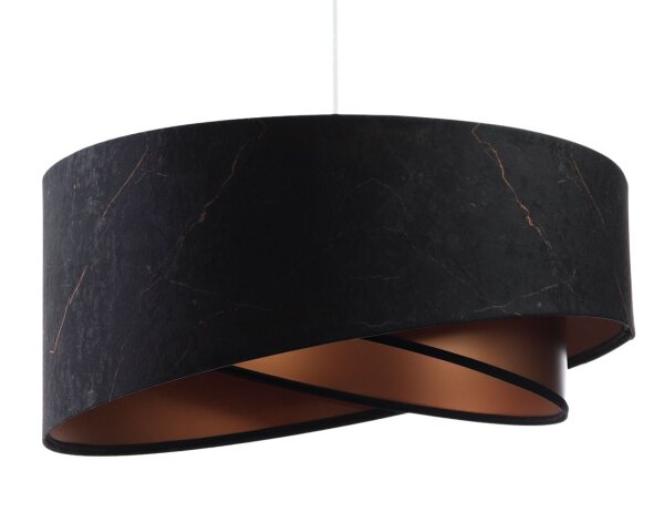 Suspension ronde tissu D : 50 cm E27 en noir cuivre