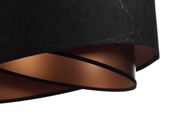 Suspension ronde tissu D : 50 cm E27 en noir cuivre