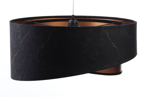 Suspension ronde tissu D : 50 cm E27 en noir cuivre