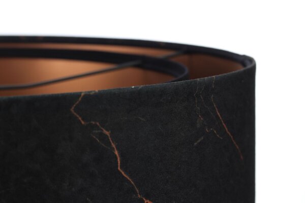 Suspension ronde tissu D : 50 cm E27 en noir cuivre