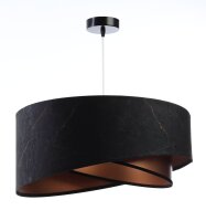 Suspension ronde tissu D : 50 cm E27 en noir cuivre