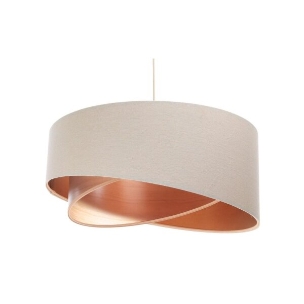 Suspension lin E27 ronde D : 50 cm Moderne Beige Cuivre