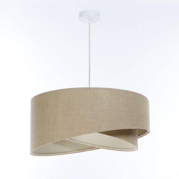 Boho Lampe à suspendre Tissu D : 50 cm rond E27 Naturel Moderne INGRAM