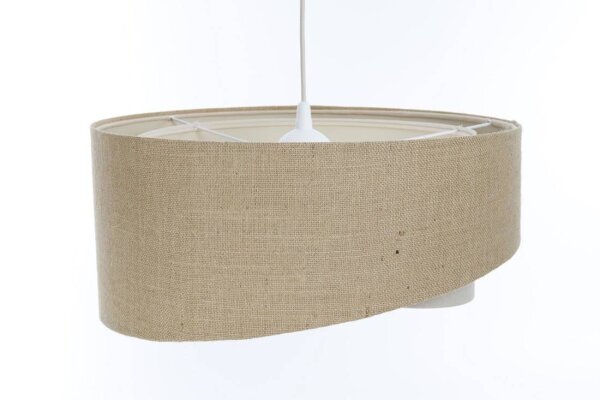 Suspension Abat-jour en tissu rond D : 40 cm Nature Crème Tissu E27