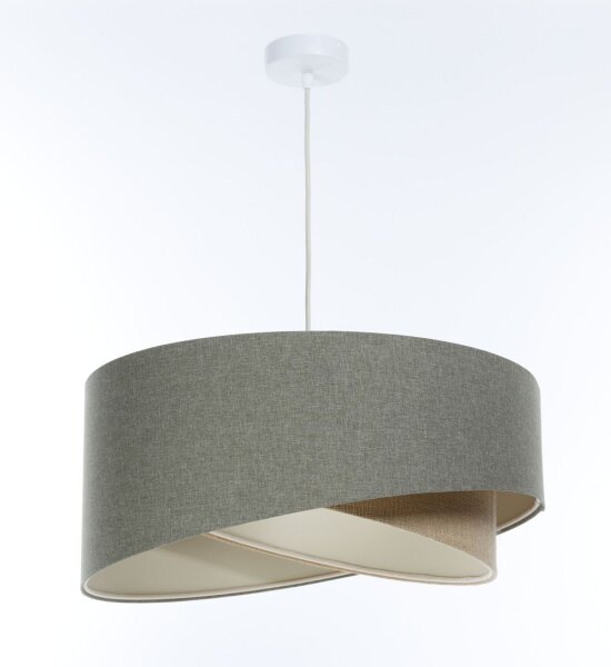 Suspension Tissu Vert Beige E27 ronde Ø 60 cm Moderne