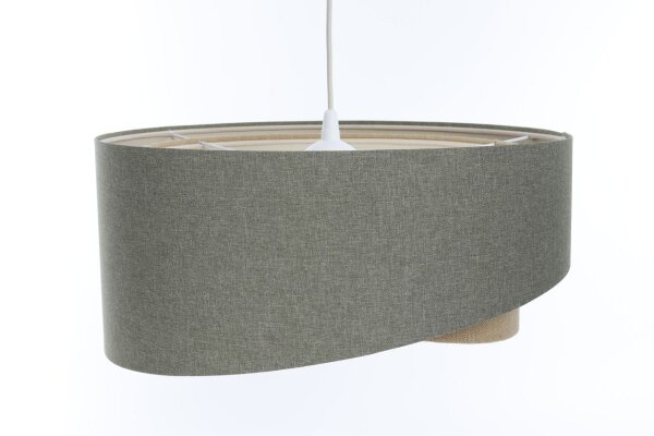 Suspension Tissu Vert Beige E27 ronde Ø 60 cm Moderne