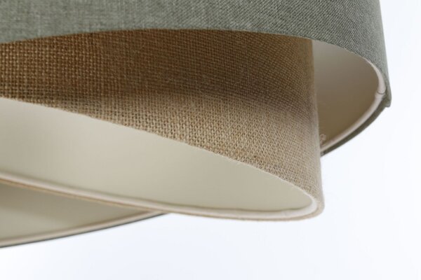 Lampe à suspendre Boho Vert Beige E27 ronde Ø 45 cm Tissu Moderne
