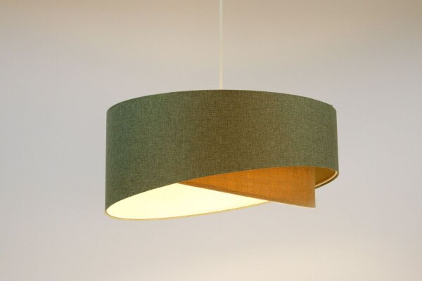 Lampe à suspendre Boho Vert Beige E27 ronde Ø 45 cm Tissu Moderne