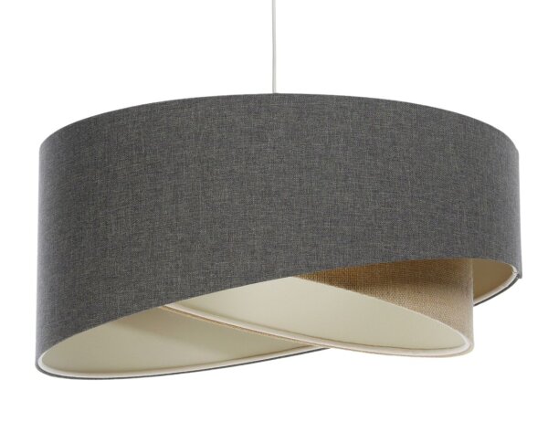 Lampe à suspendre ronde D : 50 cm E27 Marron Beige Tissu Moderne