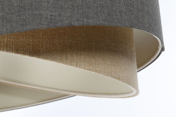 Lampe à suspendre ronde D : 50 cm E27 Marron Beige Tissu Moderne