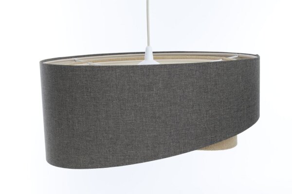Lampe à suspendre ronde D : 50 cm E27 Marron Beige Tissu Moderne