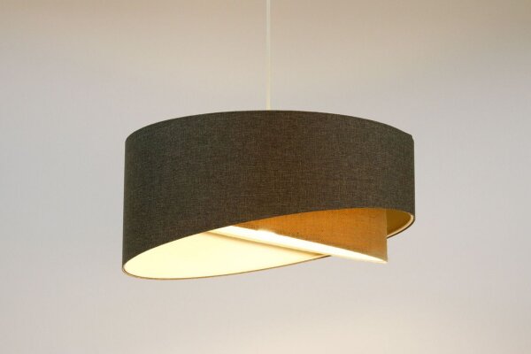 Lampe à suspendre ronde D : 50 cm E27 Marron Beige Tissu Moderne