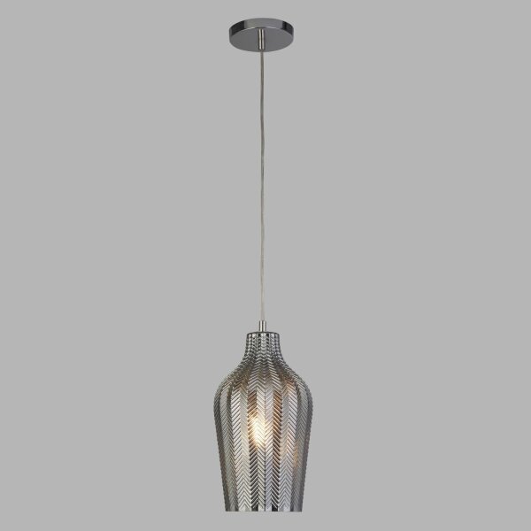 Lampe à suspendre verre fumé E27 Ø 17,5 cm chrome gris BRODY