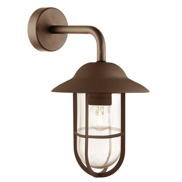 Lampe dextérieur mur acier inoxydable verre IP44 E27 brun rouille H : 31 cm