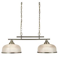 Suspension 2 flammes E27 verre m&eacute;tal L : 75 cm Art...