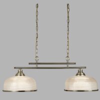 Suspension 2 flammes E27 verre métal L : 75 cm Art...