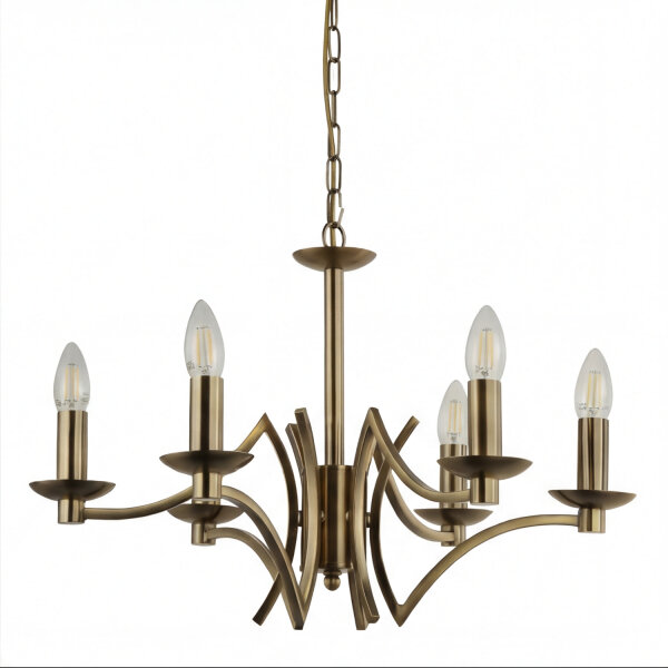 Lustre salle à manger Ø 56 cm en laiton antique 6 branches E14