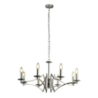 Lustre métal 8 flammes E14 chrome Ø 72 cm...